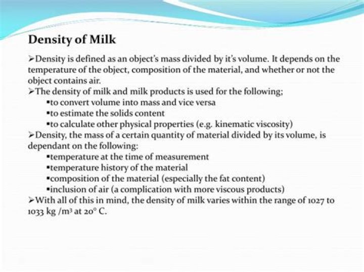 density of milk