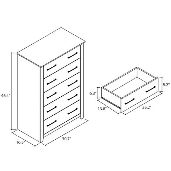 dimensions of a 5 drawer dresser